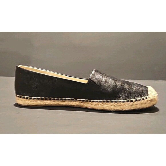 Michael Kors Kendrick Slip On Espadrille Flats MK Logo Leather Black Size: 8.5 M - Picture 6 of 15